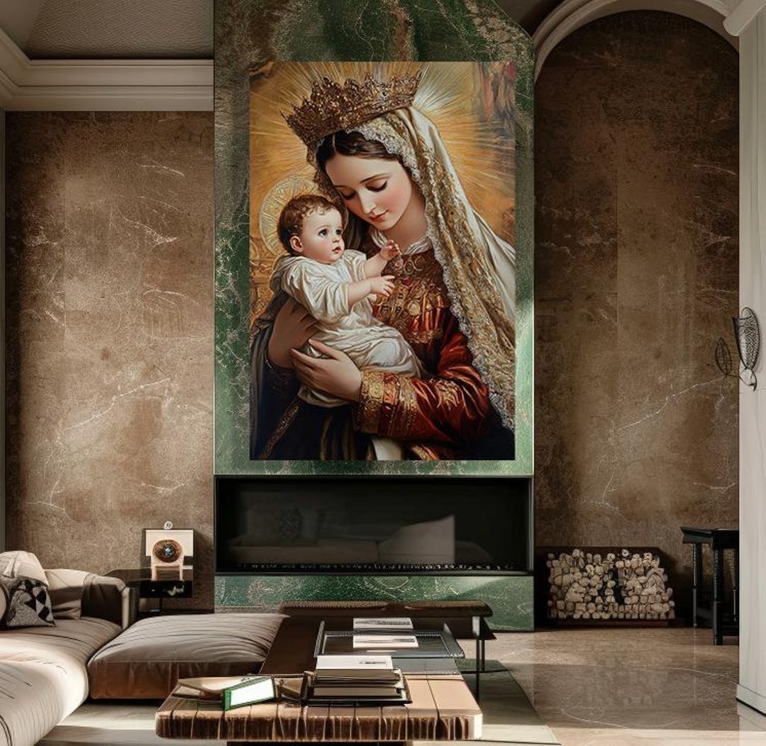 Virgin Mary and Child Canvas | Religious Wall Art | Catholic Home Decor ...