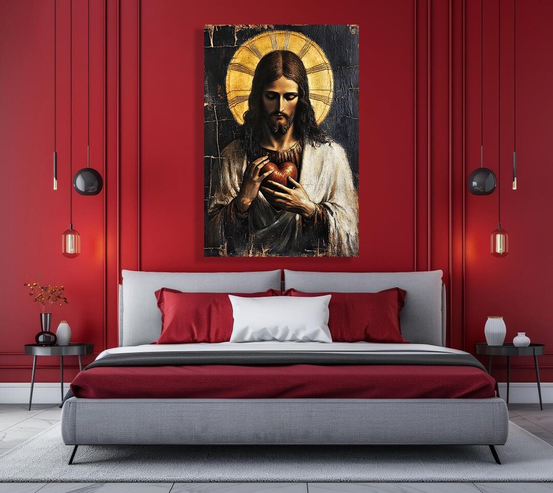 Sacred Heart of Jesus Wall Art | Christian Canva Poster | Religious ...