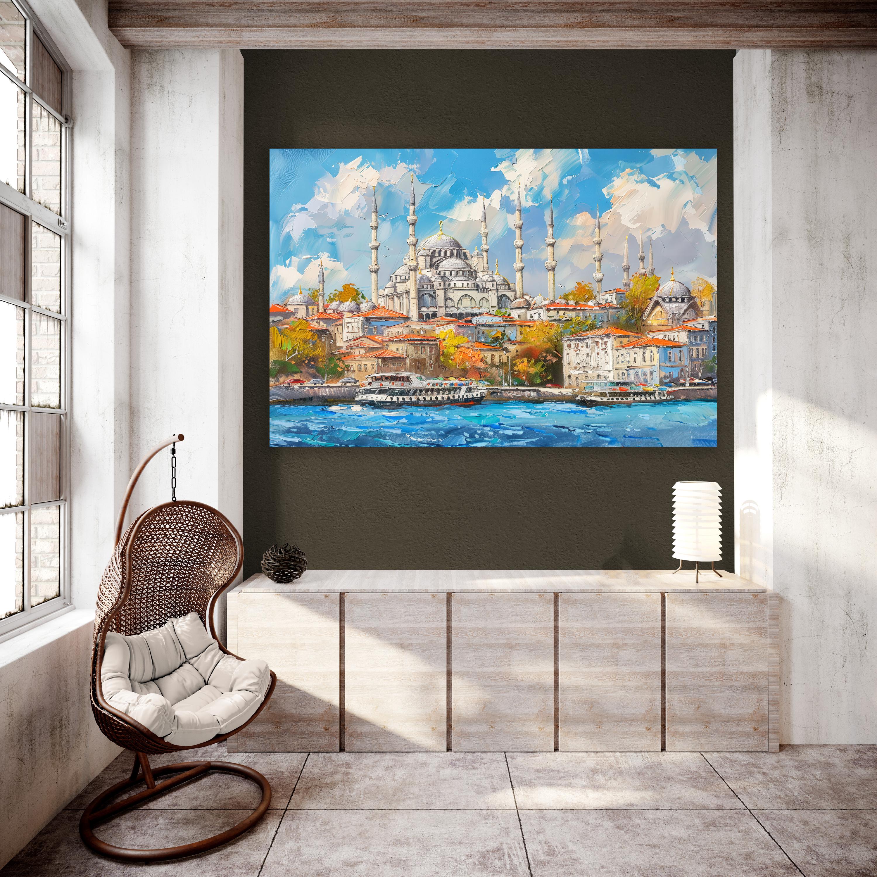 【スイベル・ギュレー】油彩12号 50×60cm イスタンブール夕景 モスク風景 il_fullxfull.7094843842_dv5c.jpg