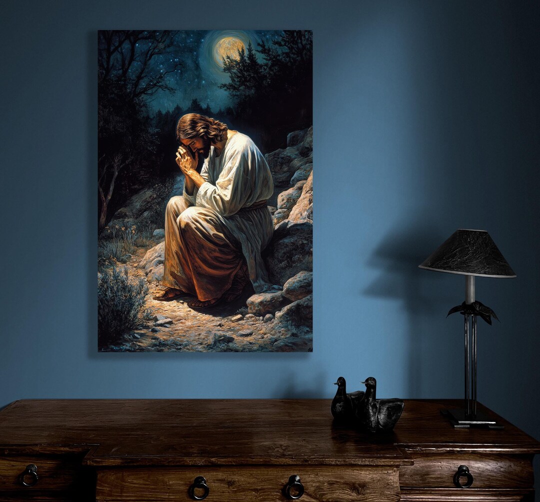 Jesus Praying in the Garden of Gethsemane, Canvas Print. Parable of ...