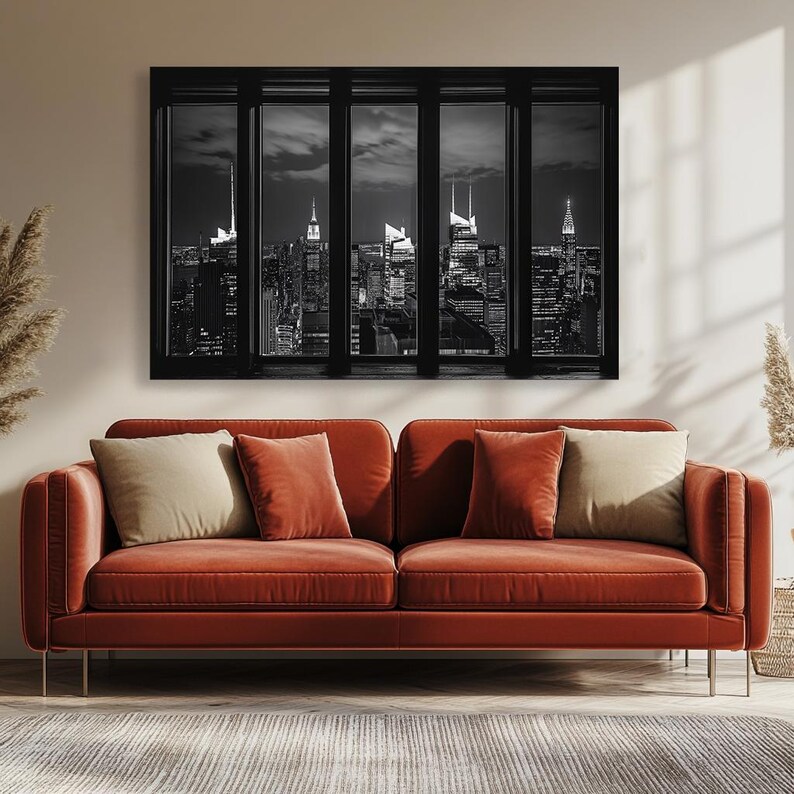 Black and White New York Skyline Wall Art | Modern NYC Cityscape Print ...
