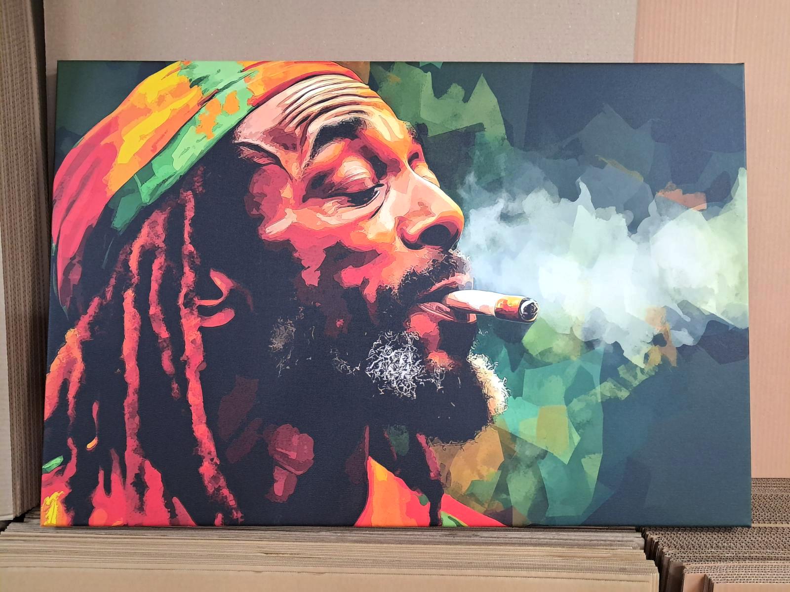 reggae rasta artist 7inch 16枚 Bold Reggae Wall Art – Rasta Man Smoking Canvas Print, Colorful