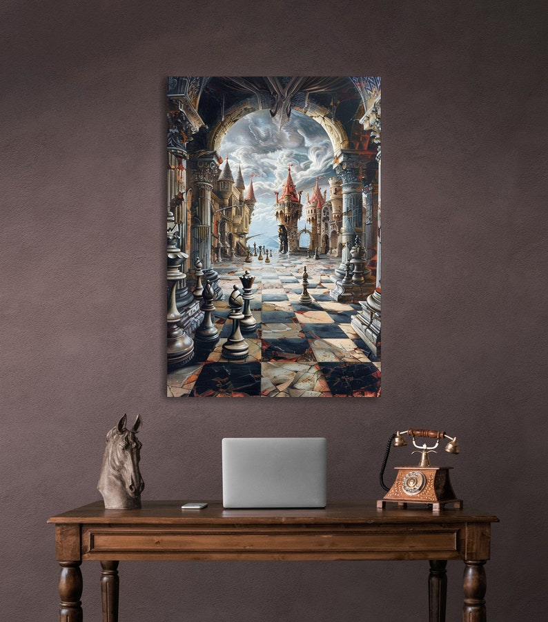 Surreal Paintings Game Chess Wall Art | Chess Fantasy World Large ...