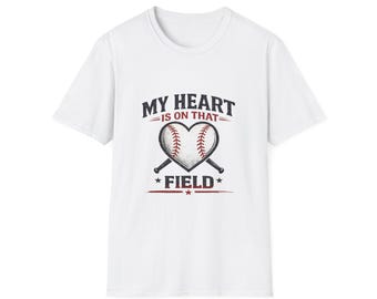 Camiseta de béisbol "Mi corazón está en ese campo" / Camiseta estampada suave