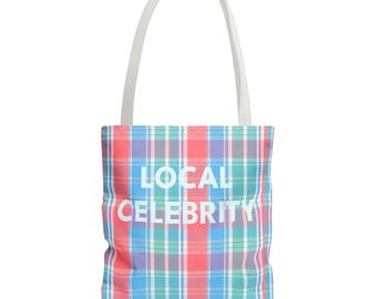 Bolso tote de cuadros pastel NANTUCKET / bolso de playa de madras costero