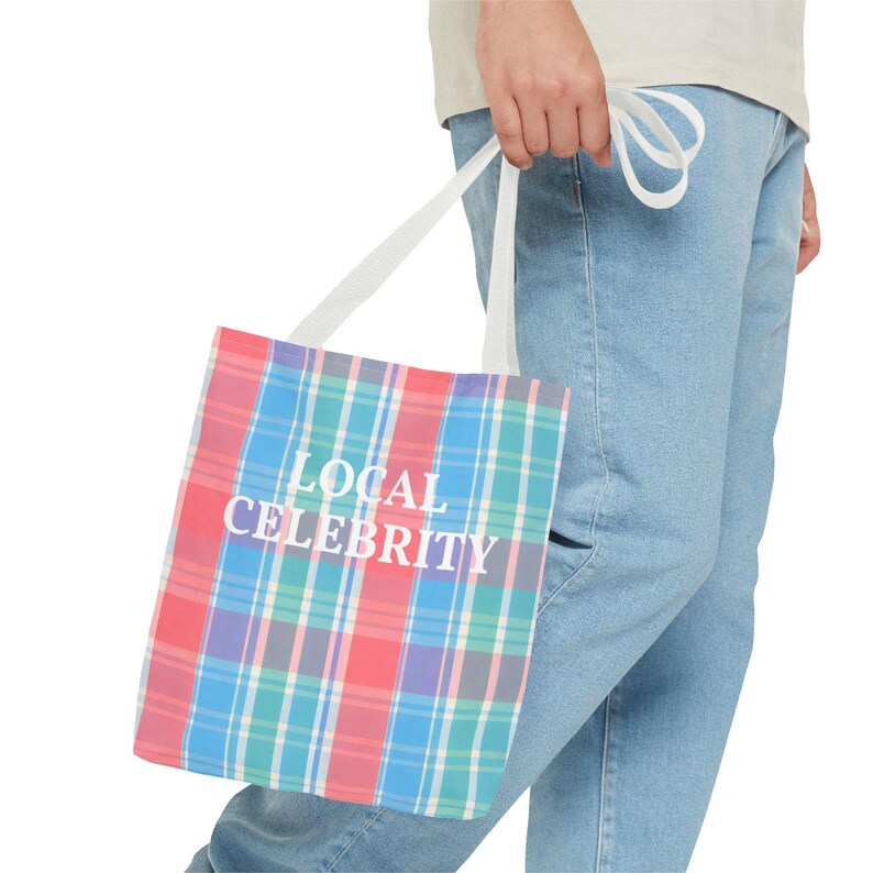 Bolso tote costero de moda de celebridades locales / Gráfico de pueblo playero imagen 3