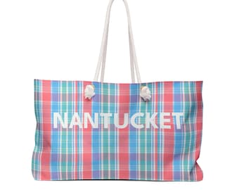 Bolso de fin de semana/bolso de viaje Nantucket Coastal Plaid