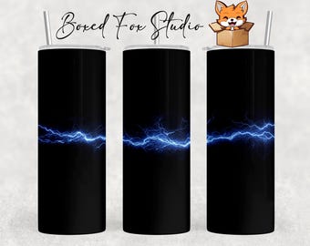 Thin Blue Line Lightning Tumbler Wrap, 20oz Skinny Sublimation Design (PNG Digital Download)