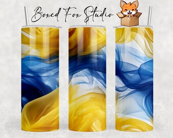 Blue and Maize Smoke 20oz Tumbler Wrap, Sublimation Design (PNG Digital Download)