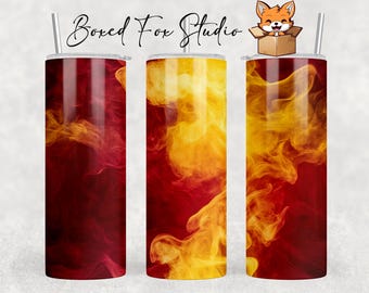 Red and Yellow Smoke Tumbler Wrap, Seamless Sublimation Design (PNG Digital Download)