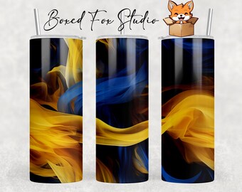 Blue and Maize Smoke 20oz Tumbler Wrap, Sublimation Design (PNG Digital Download)