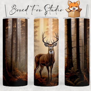 Whitetail Deer Painting, 20oz Skinny Tumbler Wrap Sublimation Design Template, PNG Digital Download