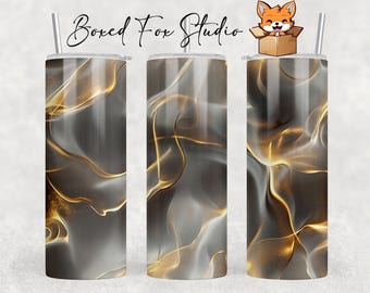 Gold Smoke Tumbler Wrap, Seamless Sublimation Design (PNG Digital Download)