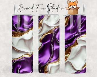 Purple Gold Liquid Metal Tumbler Wrap, 20oz Skinny Sublimation (PNG Digital Download)