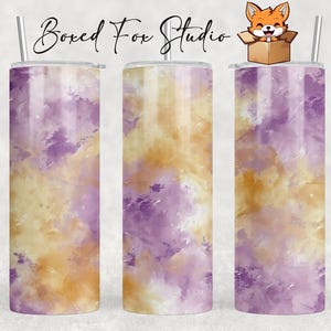 Paarse en gouden pastel aquarel tie-dye ontwerp 20oz magere beker wrap naadloze sublimatie sjabloon, digitale png-download