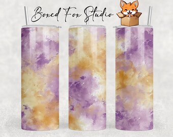 Purple Gold Watercolor Tie-Dye 20oz Tumbler Wrap (PNG Digital Download)