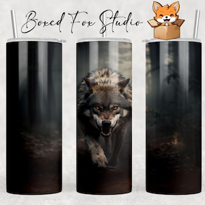 Wolf 20oz skinny Tumbler wrap sublimatieontwerp, instant digitale png-download