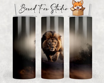 Lion 20oz Skinny Tumbler Wrap Sublimation Design, Instant PNG Digital Download