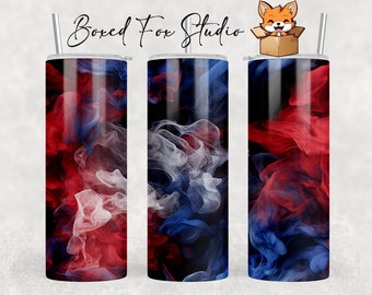 Red White Blue Smoke Tumbler Wrap, 20oz Skinny Tumbler Sublimation Design (PNG Digital Download)