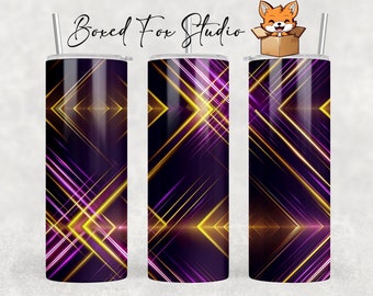 Neon Laser Purple Gold Tumbler Wrap, Seamless Sublimation (PNG Digital Download)