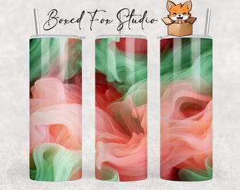 Pink and Green 3D Smoke Tumbler Wrap, Seamless Sublimation (PNG Digital Download)