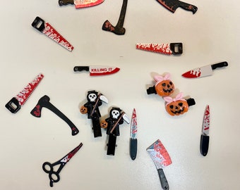 Halloween hair clips| spooky season hair clips| Grim Reaper hair clip| Pumpkin/ jack-o’-lantern hair clip