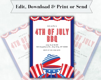 Plantilla de invitación para barbacoa del 4 de julio