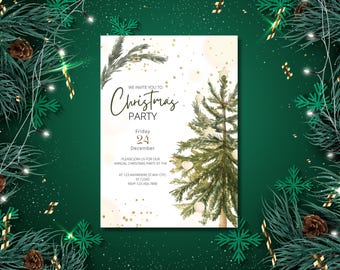 Elegante invitación para fiesta navideña: plantilla de diseño navideño minimalista