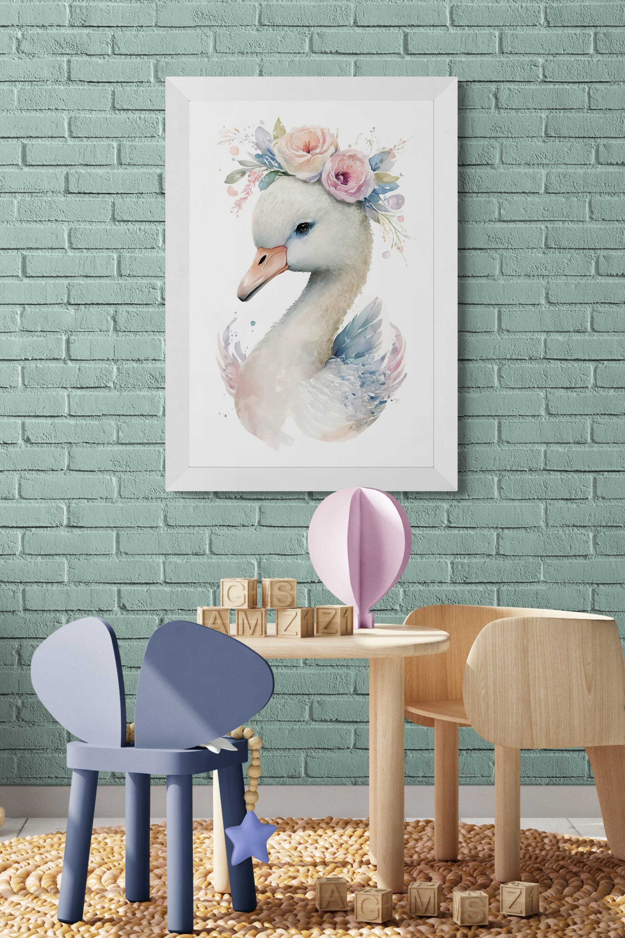 Light Swan Nursery Wall Art Décor, Nursery Art, Nursery Print, Cute ...