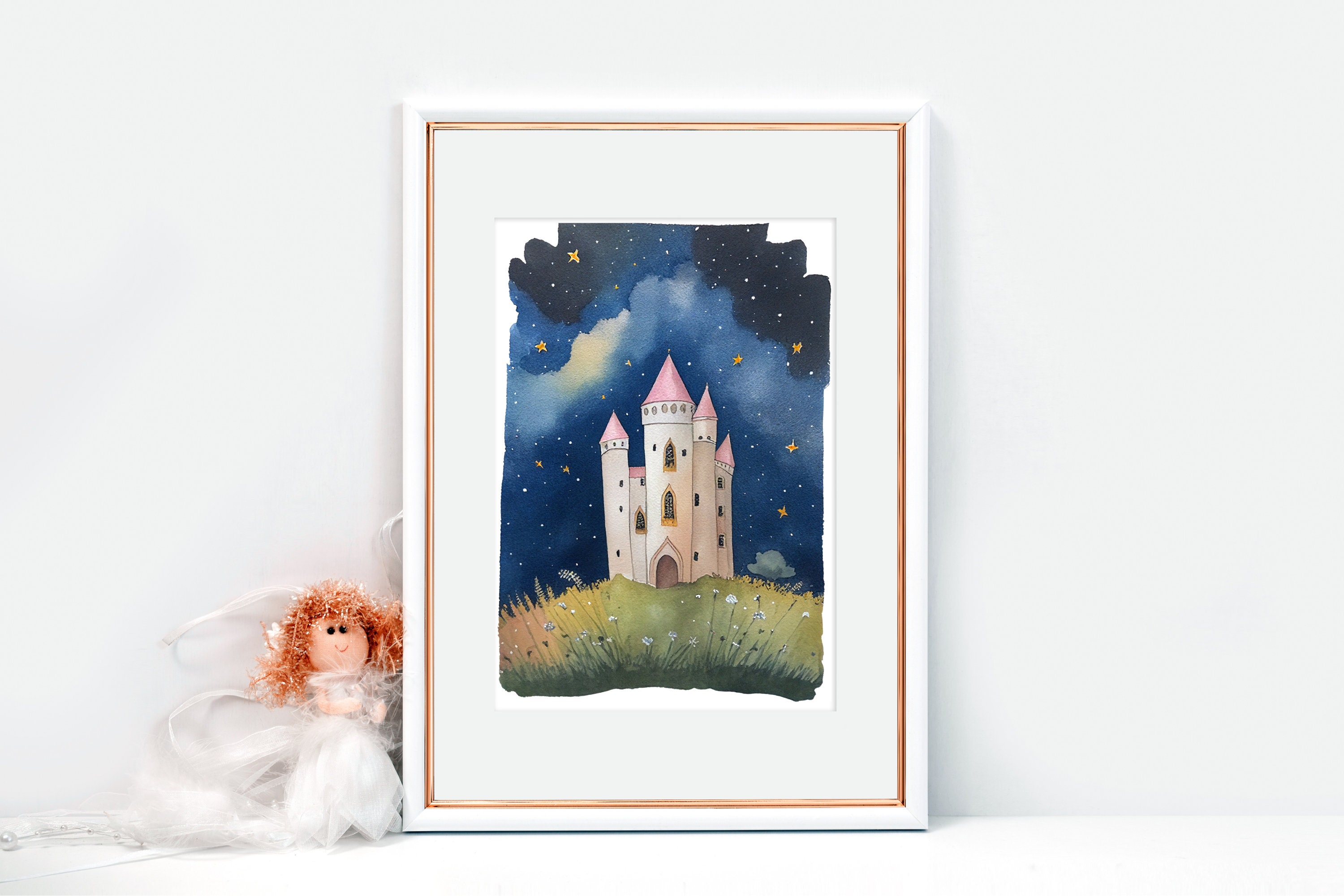 Fairytale Fantasy Art Castle Watercolor Poster for Nursery in - Etsy