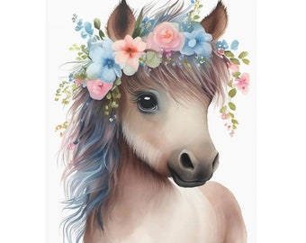 Brown Pony Animal Nursery Wall Art Décor, Nursery Art, Nursery Print, Pony Wall Art, Horse Animal Print, Nursery Décor, Farm Animals Nursery