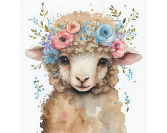 Brown Lamb Animal Nursery Wall Art Décor, Nursery Art, Nursery Print, Lamb Wall Art, Sheep Animal Print, Nursery Décor, Farm Animals Nursery