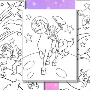 Unicorn Coloring Pages, Unicorn Printables, Unicorn in Space, Unicorn Activity, Printable, Girls Coloring Pages, Coloring Pages, CuteUnicorn
