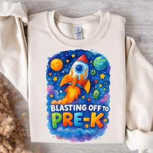 Blasting Off to Pre-K PNG, Pre K PNG, First Day of Pre-K, First Day Of School, Pre K, Pre K Png for Boys, Back to School For Boys Png