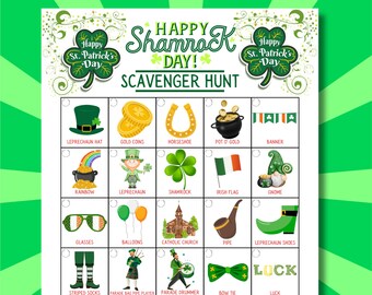 Saint Patricks Day Game for Kids, St. Patrick's Day Scavenger Hunt, Printable Game, St. Patricks Day Printable, St. Patricks Activity