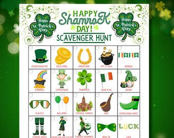 St. Patrick's Day Scavenger Hunt, Saint Patricks Day, Game for Kids, Printable Game, St. Patricks Day Printable, St. Patricks Activity