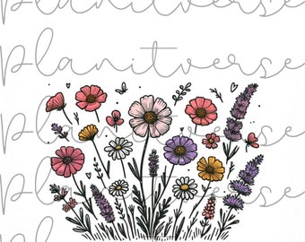 Wildflower PNG, Flower Meadow PNG, Floral PNG, Minimalist Flower Art, Wildflower Clipart, Wildflower Sublimations, Meadow Png, Floral Prints