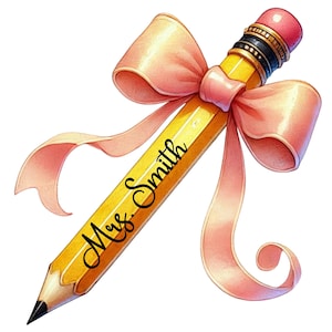 Teacher Appreciation Gift, Custom Teacher Gift, Teacher Pencil Coquette Bow PNG, Teacher Coquette PNG, Pencil Bow PNG, Back To School Png