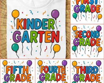 Preppy Back to School-bundel png, leraar png, shirtontwerpen eerste schooldag, ballonletters, kleuterschool, 1e graad, 2e graad, 3e graad