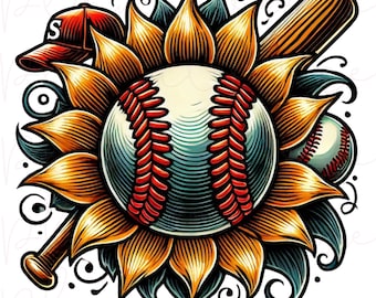 Baseball Sunflower PNG, Baseball PNG, Baseball Sublimation, Baseball Clipart, Baseball Mama, Baseball Sunflower Png Image, DTF Png, Mom Gift