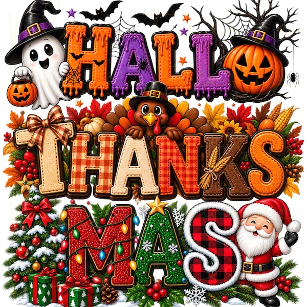 ハロサンクスマスPNG、ハロウィンPNG、サンクスギビングPNG、クリスマスPNG、ハロサンクスマスPNG、クリスマスキャラクターPNG、トレンディなクリスマスPNG