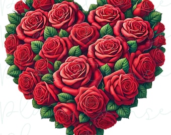 Heart Shaped Red Rose Bouquet Clipart, Roses, Heart PNG, Floral Heart PNG, Rose Clipart, Rose Sublimation, Floral Heart Clipart, T-shirt PNG