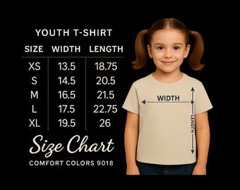 Comfort Colors 9018 Tableau des tailles pour les jeunes, Tableau des tailles 9018, Tableau des tailles 9018, Mockup Comfort Colors, Halloween Comfort Colors 9018, Guide des tailles
