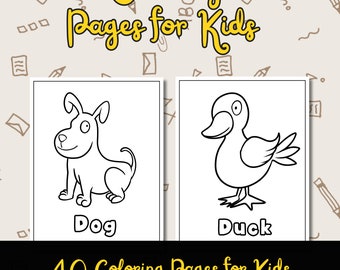Simple Coloring Pages, Coloring Pages for Kids, Preschool Printables, Toddler Activities, 40 Everyday Things and Animals to Color and Learn