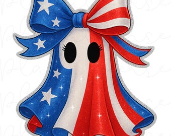 Iridescent Ghost PNG, 4th Of July PNG, America Coquette Png, Coquette Fourth of July Designs PNG, Patriotic Png, America Flag, Girly Png
