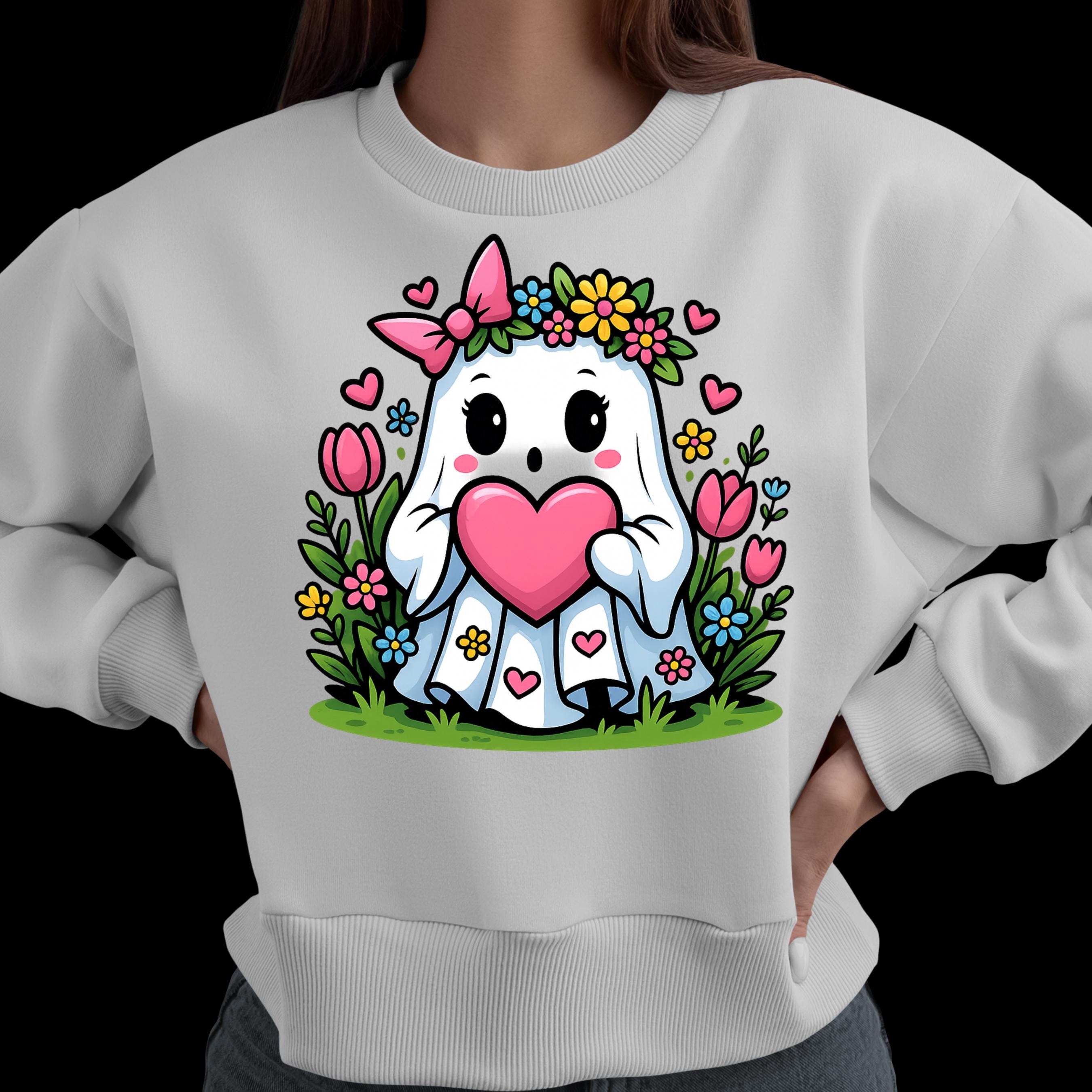 Cute Ghost Clipart for Spring, Cute Ghost PNG, Spring Ghost PNG, Spring ...