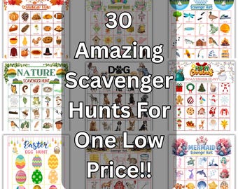 Scavenger Hunt for Kids Bundle, 30 Different Scavenger Hunt Games, Nature Scavenger Hunt, Scavenger Hunt for Kids Outdoors, Scavenger Hunt