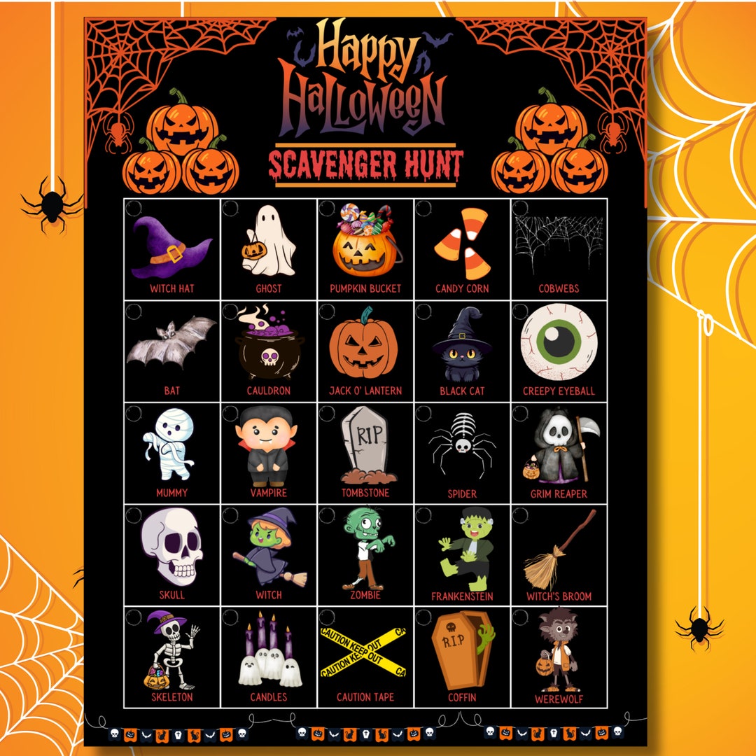 Halloween Scavenger Hunt Game, Cute Halloween Scavenger Party Game for ...
