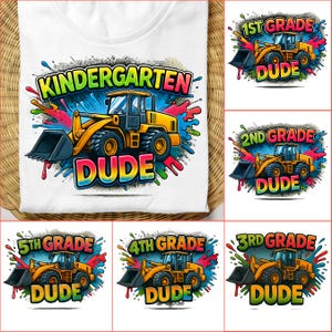 Back to School For Boys Bundle, Kindergarten Dude, First Day Of School, Truck For Boy Png, Construction Png, Second, Third Grade, Boys Png