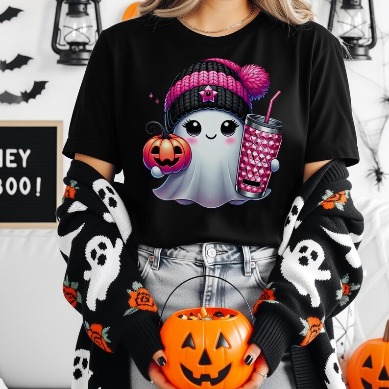 Cute Ghost PNG, Halloween PNG, Ghost Png, Halloween Sublimation, Coffee Png, Boujee Png, Boujee Ghost, Halloween T-shirt Design Png,DTF Png image 2